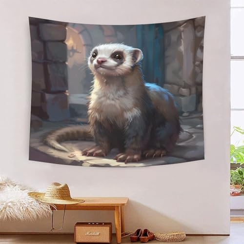 Tapisserie murale loutre 3D grand format tissu salon chambre