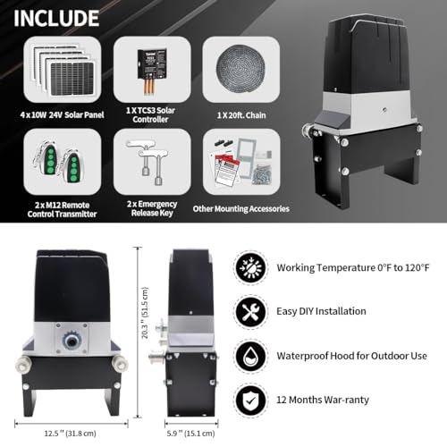 Topens DKC2000S Solar Sliding Gate Opener Chain Drive Automatic Gate Motor thumb #6
