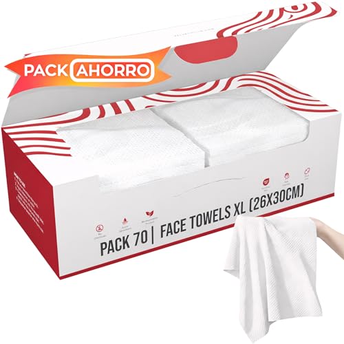 Toallas Desechables Faciales PREMIUM – 100% Origen Natural, Toallas Faciales Desechables, Toallitas Desmaquillantes, Toallitas Faciales Desechables, Toallas Limpias, Face Towels XL VELVETI®, 70 Unidad