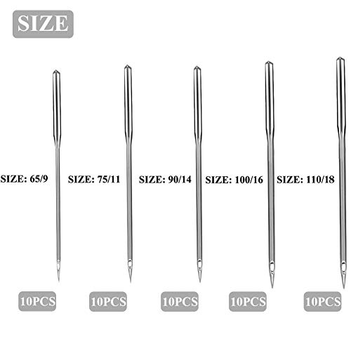 MiDube 50 PCS Sewing Embroidery Machine Needles Universal Regular Point for Brother Singer Varmax Janome Sizes HAX1 65/9, 75/11, 90/14, 100/16, 110/18 (Home Use) - Thumbnail 3