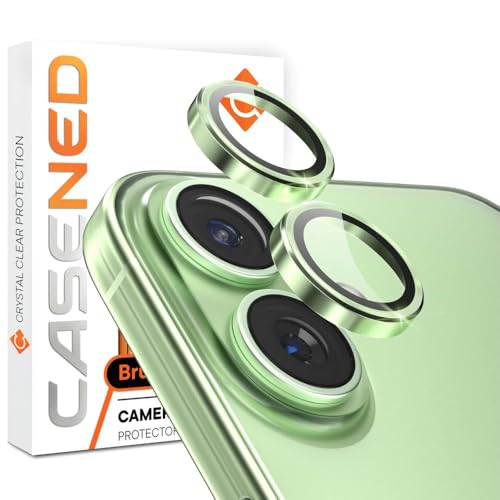 CASENED Camera Lens Protector for iPhone 17-9H Tempered Glass Ring Guard Anti-Scratch Crystal Clear HD Protection Easy Installation (Green)