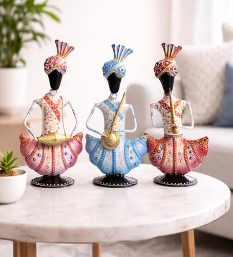 Image of Rajasthani Musician Figurine Handcrafted Sitting Sardar Showpiece | Traditional Indian Art Decor for Home, Living Room, Office, Shelf & Table Decoration