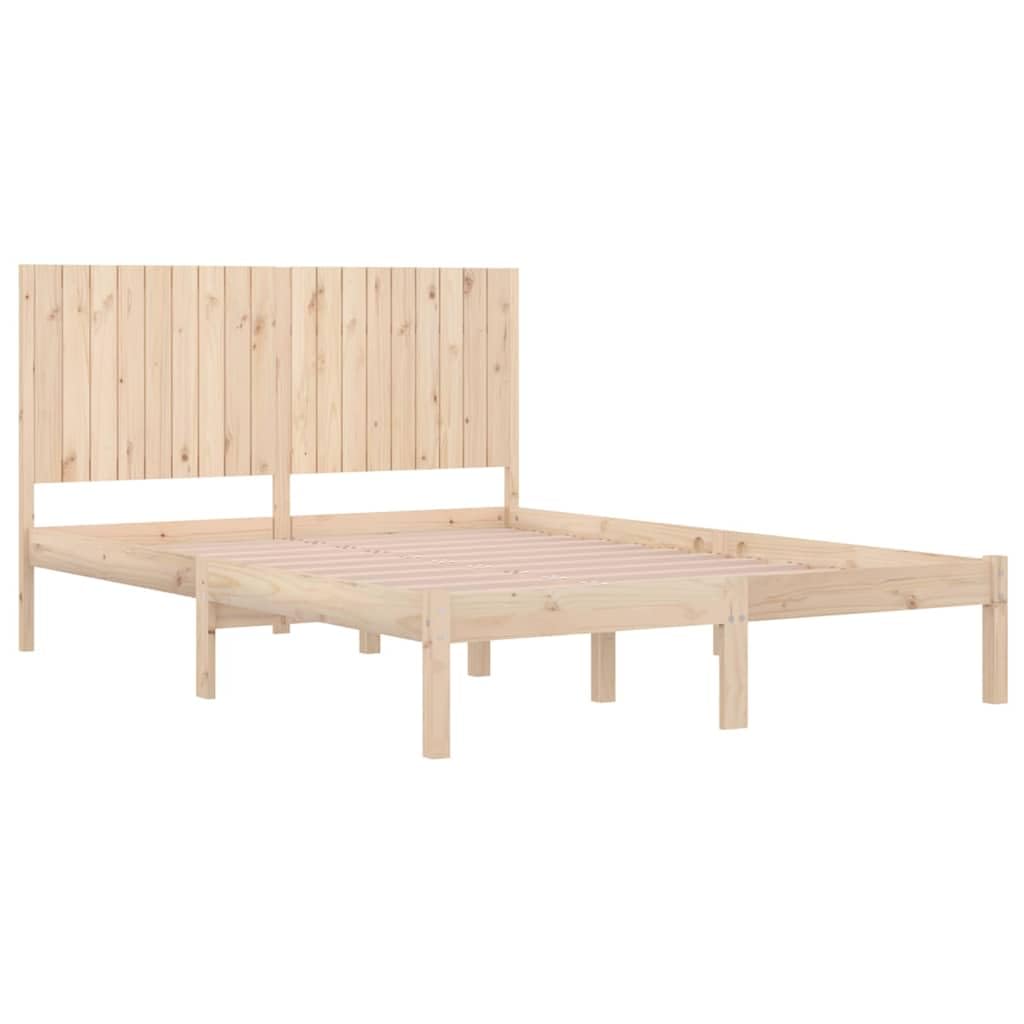 lite drewno sosnowe z wezgłowiem klasyczna 180x200 cm brąz | Rama łóżka lite drewno sosnowe 180x200 cm z zagłówkiem solidna konstrukcja