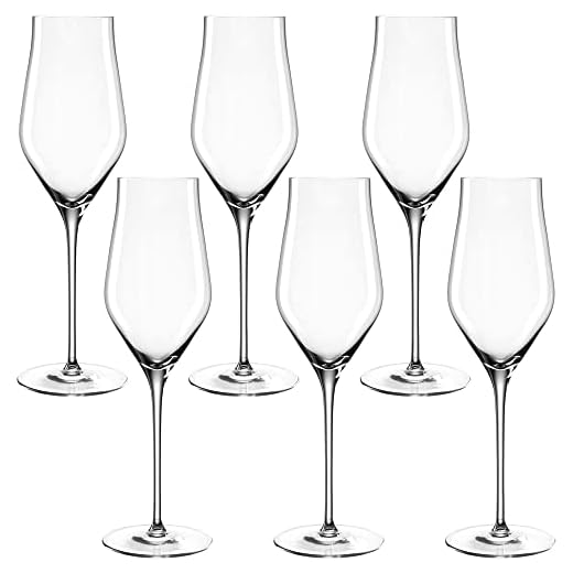Leonardo Puccini Sekt-Gläser, 6er Set, spülmaschinenfeste Prosecco-Gläser, Sekt-Kelch mit gezogenem Stiel, Champagner-Gläser Set, 280 ml, 069550 7 Leonardo Brunelli Sekt-Gläser 6er Set, spülmaschinenfeste Prosecco-Kelche, Champagner-Glas mit gezogenem Stiel, Schaum-Wein Gläser, 340 ml, 066408
