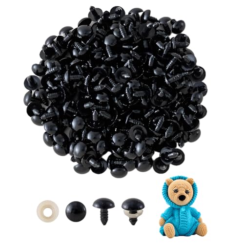 Makorobi 200 occhi di sicurezza da 8 mm per giocattoli all'uncinetto, in plastica, con rondelle, per amigurumi, animali di peluche, giocattoli all'uncinetto, artigianato