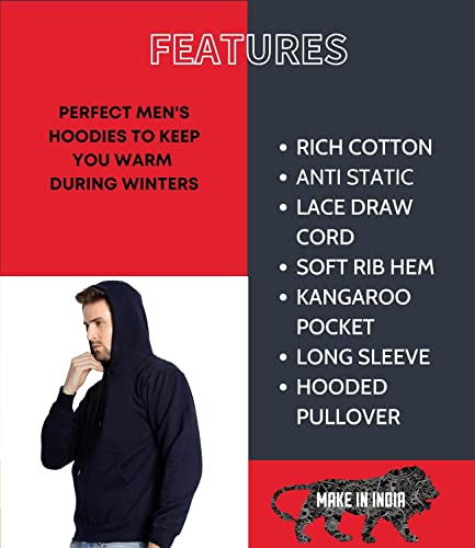 Image of Scott International Men's Solid Cotton Hoodies for Men, Trendy and Comfortable Sweatshirts for Men, Stylish Winter Wear with Hood and Pockets, Fashionable Hooded Sweatshirts