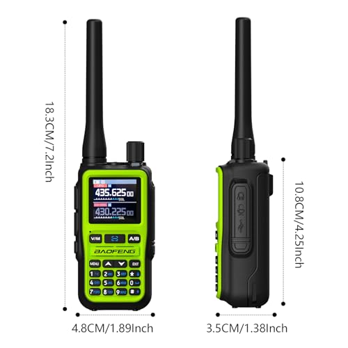 Image of BAOFENG UV-5R Mini Two Way Radio BF-5R Mini Walkie Talkie Wireless Power Adjustable Tiny Size Frequency Copy 999 Channels Type-C Four Colors Portable Ham with 771 Antenna and Headset(2 Pack) (Green)