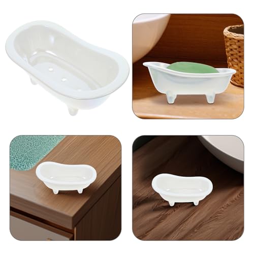 Porte-savonnette céramique auto-drainant mini bac rangement - 8