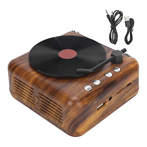 wendeekun Platenspeler met luidsprekers, mini-platenspeler van vinyl, High Definition Stereo, subwoofer, accucapaciteit 1000 mAh