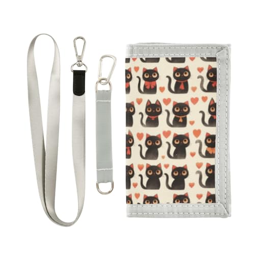 Wusikd Black Cats Kids Wallet for Boys Girls Red Toddler Trifold Wallet Novelty Wallet for Teens Women Men