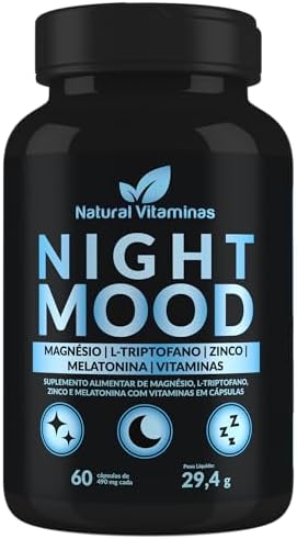 Melatonina, Triptofano, Magnésio, Zinco e Complexo B. Night Mood ...