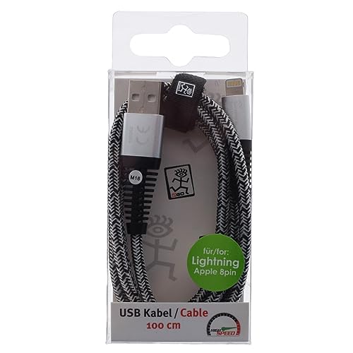carstyling XXL 2GO USB Datacable USB-Silver/Lightning Appel 8pin, 1 m