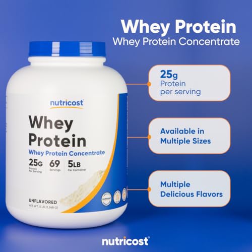 nutricost whey protein powder unflavored 5 pounds - from whey protein concentrate