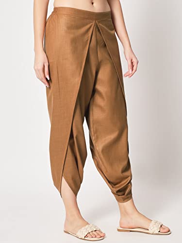 Image of 9rasa Women's Cotton Solid Harem Dhoti Pants for Casual FusionWear Workwear