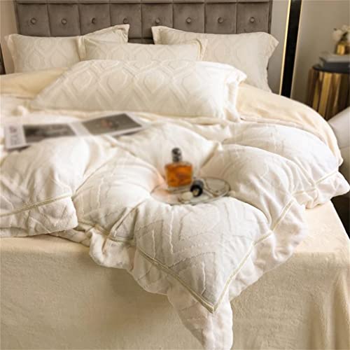 Housse de couette velours gaufré Queen Size 4 pièces parure de lit douce - 7