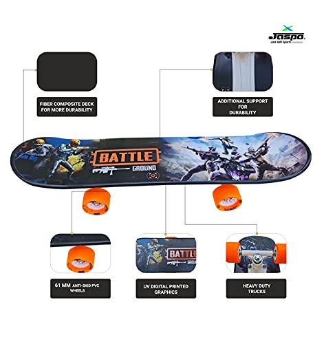 Image of Jaspo Battleground 26 inchx 6.25 inch Inches Fiber Beginner Skateboard for Jaspo Turbo 26 inchx 6.25 inch Inches Fiber Beginner Skateboard for 8 yrs & Above (Battleground)