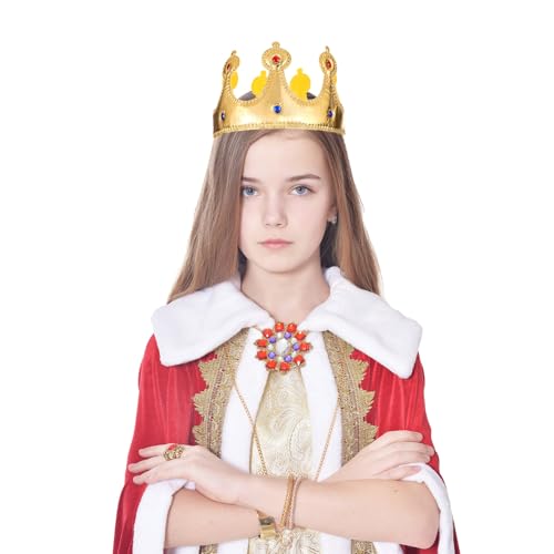 Apausvcm Königskrone, Gold, Erwachsene, Kostüm-Kopfbedeckungen, Prinzessin, Unisex, One Size Fits Most, Mehrere Anlässe, Klassisch