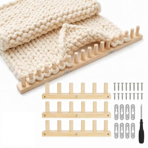 48'' Chunky Knitting Blanket Loom, Adjustable Wood Knit Loom with Detachable Modules, Portable Hand Weaving Loom Kit for Beginners, DIY Yarn Craft Tool for Home & Trave (48 inch)