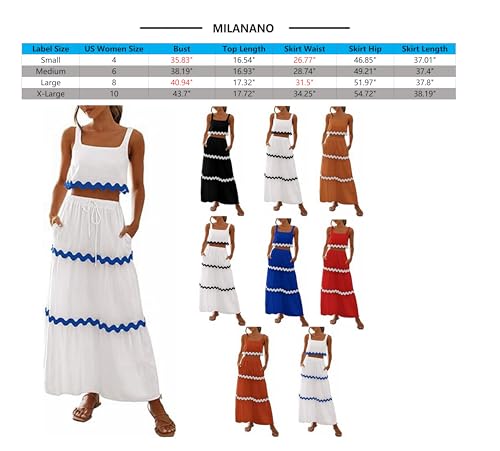 Summer Outfits for Women Skirt Sets 2 Piece Set Square Neck Beach Vacation Tank Tops High Waisted Flowy Long Skirt2