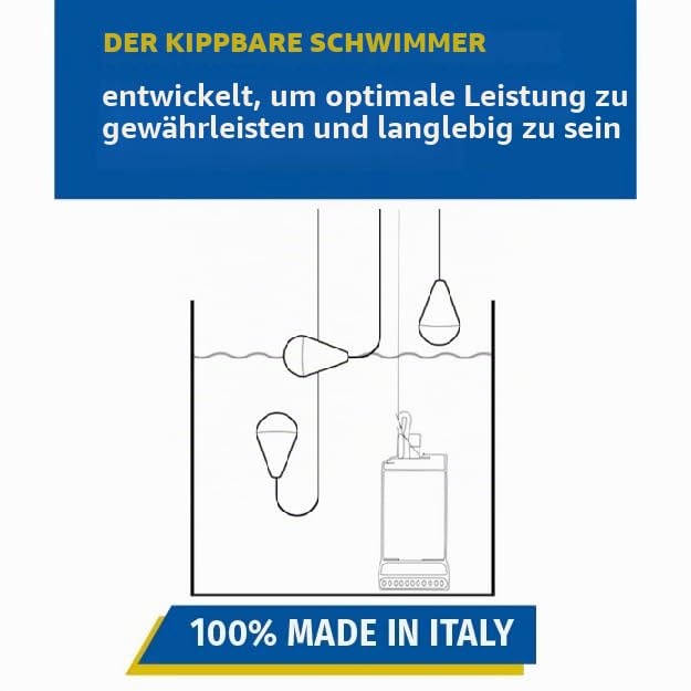 Kippschalter Füllstandregler E-FLY, Schwimmerschalter für Abwasser und turbulentes Wasser, Füllstandsschalter, Made in Italy (5 m)