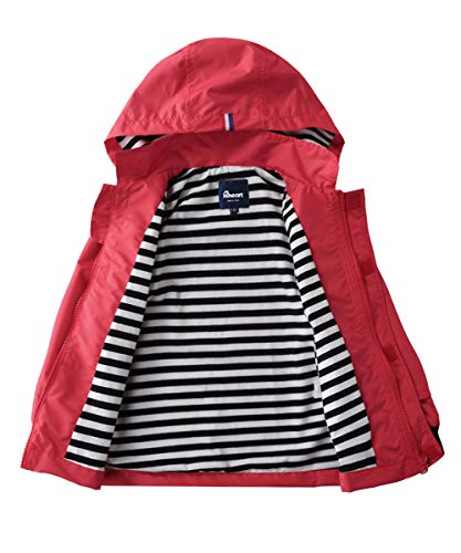 Hiheart Boys Girls Waterproof Rain Jackets Lightweight Hooded Cotton Lined Raincoats Red 4/5 #TOP2