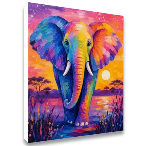 Pintar por numeros adultos elefante manualidades decoracion pared casa