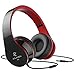 AILIHEN Wired Headphones with Microphone, Stereo Foldable Lightweight On Ear Headset for iOS Android Smartphone Cellphones Laptop Tablet PC Computer (Black Red)