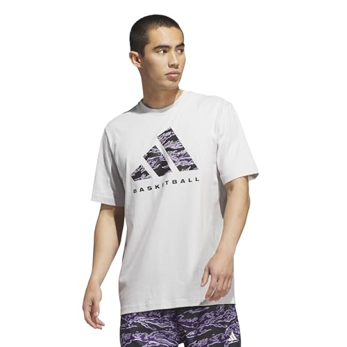 Adidas Mens Basketball Graphic T-Shirt Grey Medium