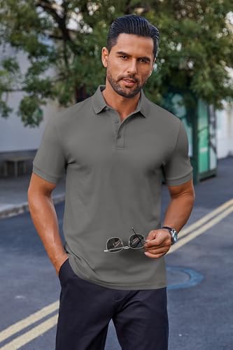 COOFANDY Men's Cotton Pique Polo Shirts Short Sleeve Golf Shirts Basic Casual Collared T-Shirt2