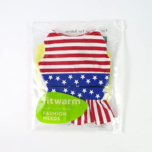 Fitwarm 4Th Of July Dog Dress For Small Dogs Girl, 2 Piece Patriotic Dog Clothes With Crop Top And Skirt, Summer Pet Cat Outfit, Red White And Blue, Small #TOP6