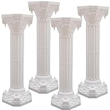 4PCS White Roman Columns Set, Roman Pillar, Wedding Pillars, Hollow Column Flower Stand for Wedding Party Event Decor, Flower Pot Columns and Pillars 10.63 * 34.65in (4)