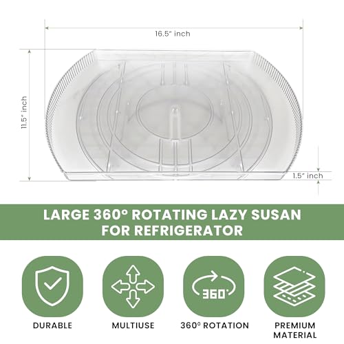 NOSTA Home Rotating Lazy Susan for Refrigerator - Square Lazy Susan - Refrigerator Lazy Susan Organizer - Rotating Fridg - Additional View