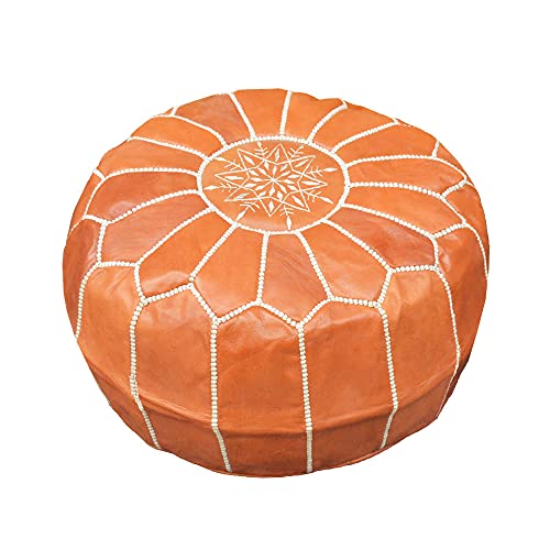 Puf marroquí en Piel auténtica. Elaborado