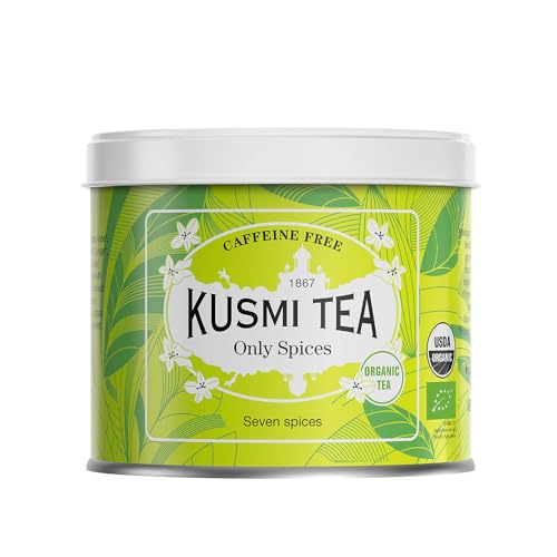 Kusmi Tea - Only Spices - Té Orgánico - Canela, Anís, Jengibre, Regaliz, Hinojo - Tisana Orgánica sin Teína - Disfrutar Caliente o con Hielo - Lata de Té de 100g - Cantidad para aprox. 50 tazas