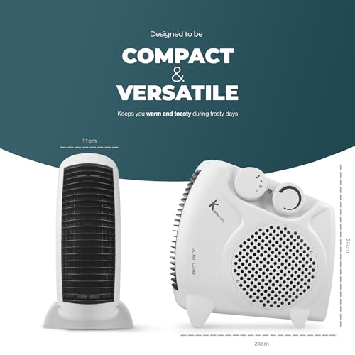 Fan Heater, 2 Heat Setting Adjustable Thermostat Portable and Compact Heater can use Upright or Flat Ideal For Small Rooms -Heater 2000W/2KW Fan Heater, 2 Heat Setting Adjustable Thermostat Portable and Compact Heater can use Upright or Flat Ideal For Small Rooms -Heater 2000W/2KW