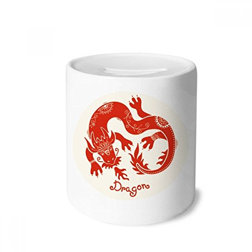 Tirelire Dragon en céramique rouge DIYthinker, le cadeau du zodiaque pour enfants