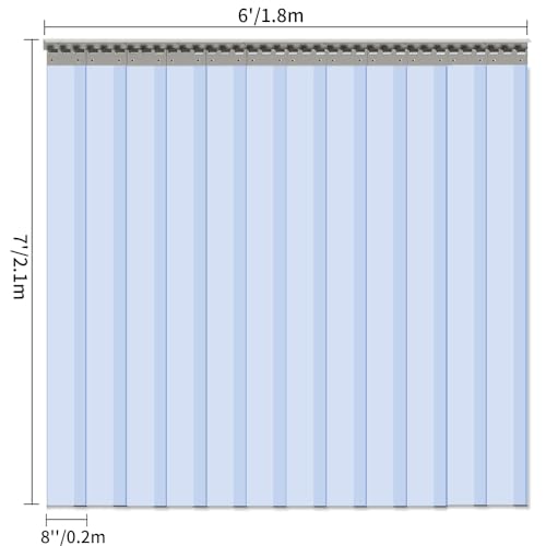 VIZ-PRO 12PCS Strip Door Curtain, 84" Height X 72" Width, 0.08 Inch Standard Clear PVC Curtain Strip with 56% Overlap for 6' X 7' Doors - Thumbnail 2