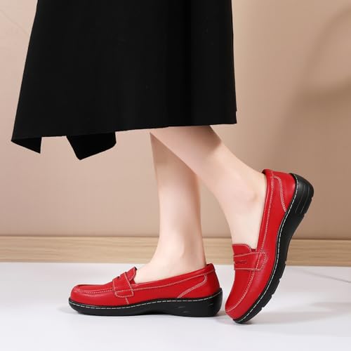 Image of QAE Loafers for Women Comfort Orthopedic Slip On Penny Loafers Women's Flat Shoes for Casual Walking Dress Work Business
