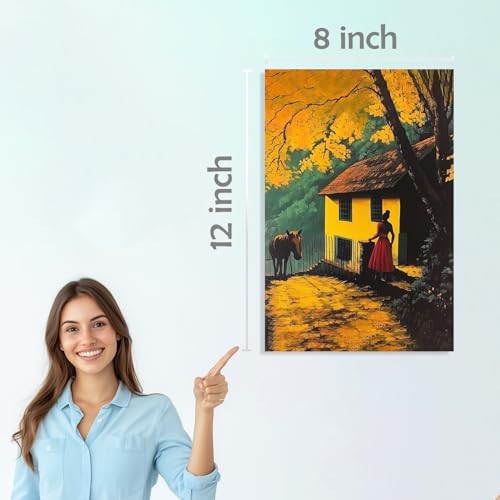 Image of SiddArtify Vintage Landscape Wall Art Prints Set - Woman and Horse Poster Decor for Living Room Bedroom Office - 8x12 inch Board Pack of 6