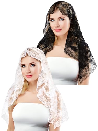 Velos de mantilla católica Bencailor con encaje largo para bodas y comunión