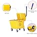 Commercial Mop Bucket with Side Press Wringer on Wheels,Industrial Heavy Duty Mop ldeal for Household and Public Places Floor,35-Quart(Yellow)