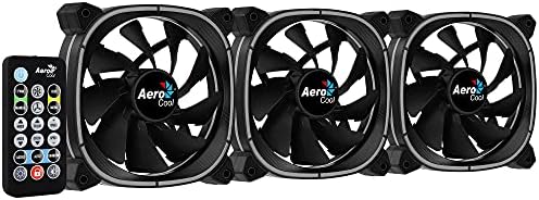 Aerocool Astro 12 Pro Bundle 3x ARGB Fans 120mm, 1x H66F RGB Hub, Omni ARGB Lighting and 18 LEDs, Includes 6-Pin Connector, Remote control, Curved Blades and Anti-Vibration Pads, Carbon Fibre, Black