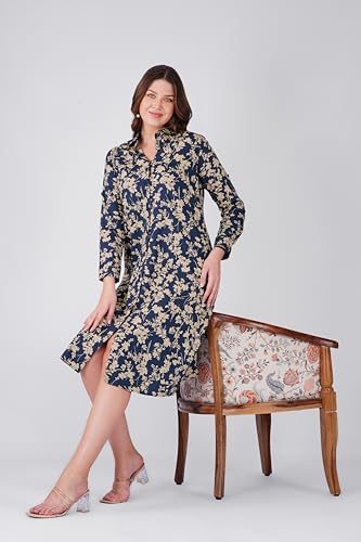Image of Midi Dress for Women | Rayon A-Line Dress with Pockets | Casual Western Dress for Women | Comfortable Everyday Wear