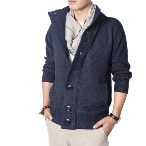 Men Thick Knit Cardigan Warm Soft Casual Sweater Top Autumn Winter Streetwear