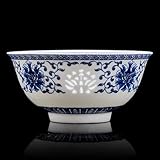 LEEDJUINE Jingdezhen - Cuenco de porcelana azul y blanco bajo esmalte, 12 cm, vajilla de cerámica hecha a mano