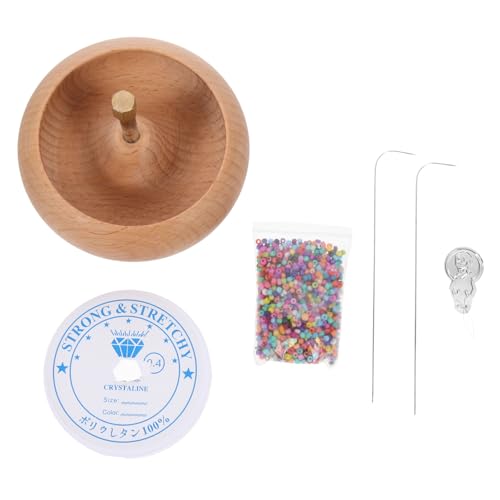 Kit perles de bois avec grand bol robuste et aiguille en acier durable