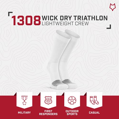 Foxriver Wick Dry Triathlon Sports Crew Socks Lightweight Men’s Athletic Socks With Moisture Wicking Performance Fabric - White - X Large, (1308) #TOP4