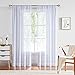 Fragrantex Home Curtain Embroidered White Sheer Curtains for Living Room 84 Inch Long Sheer Voile Botanical Curtains Window Draperies for Bedroom Rod Pocket 2 Panels，W38xL84