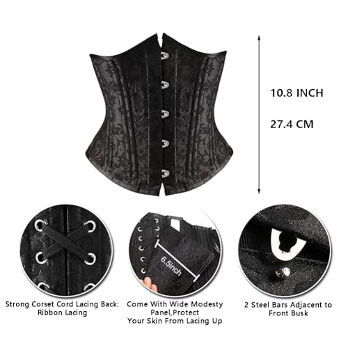 Image of Women Heavy Spiral 26 Steel Boned Underbust Corset Satin Heavy Duty Waist Training Shaper Cincher