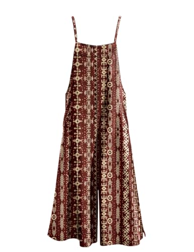Image of YESNO Women Casual Loose Long Bib Pants Wide Leg Jumpsuits Baggy Cotton Rompers Overalls with Pockets PZZTYP2